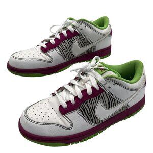 Nike Dunk Low Pro SB Womens 9 RARE Zebra White Burgundy Green Sneakers Skater